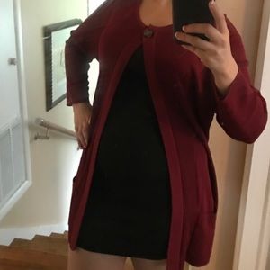 long burgandy cardigan